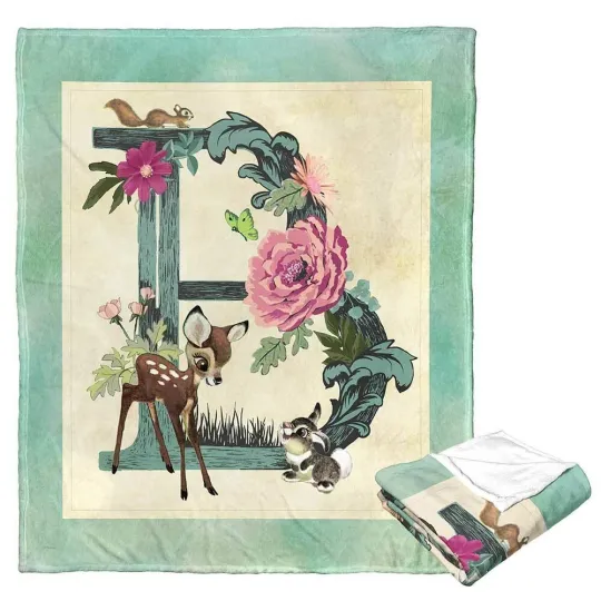 Discover Disney Bambi 80th Celebration "B Is For Bambi Blanket, Cartoon Fleece Blanket