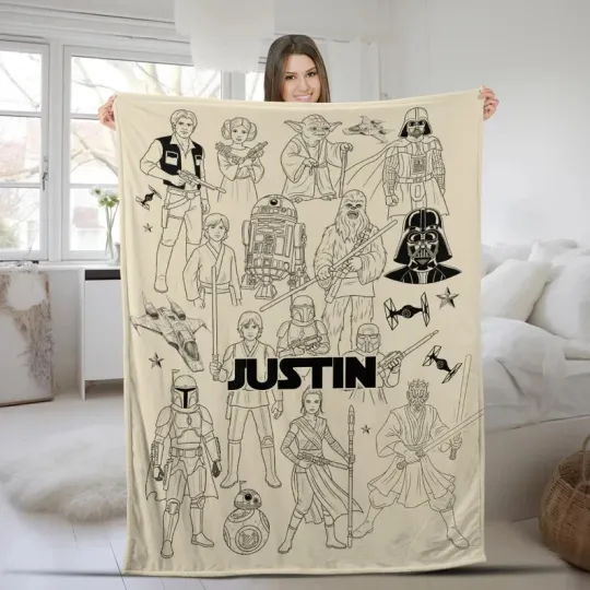 Discover Disney Star Wars May The Force Be With You Line Art Customize Fleece Blanket