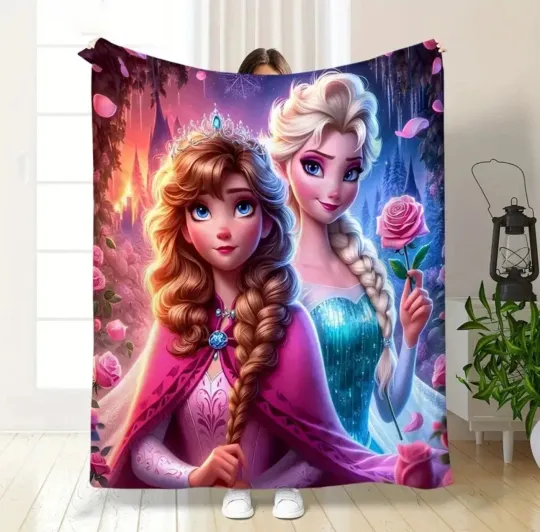 Discover Personalized Disney Frozen Elsa & Anna Themed Disney Holiday Fleece Blanket