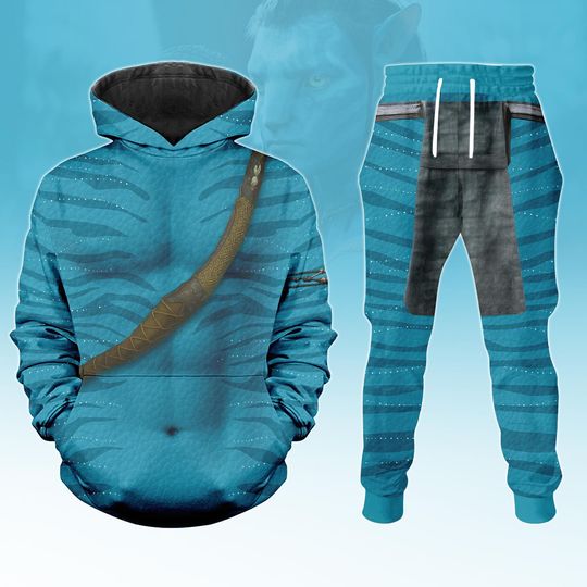 Discover Avatar Jake Sully Hoodie Jogger Set, Tribal Pandora Cosplay Costume for Men, Halloween Costume Gift