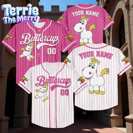 Discover Custom Buttercup Baseball Jersey, Personalized Unicorn Jersey