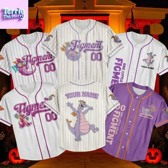 Discover Purple Dragon Baseball Jersey Shirt, Cartoon Striped Costume Top