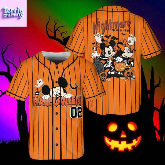 Discover Orange Pinstripe Halloween Baseball Jersey Shirt, Spooky Ghost Pumpkin Costume Top