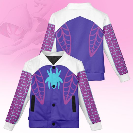 Spider Gwen Baseball Jacket for Women, Gwen Stacy Spidey Varsity Jacket, Superhero Cosplay Costume