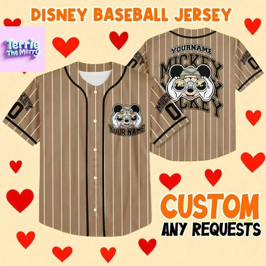 Discover Custom Name Baseball Jersey | Brown Striped Cartoon Animal Jersey | Retro Sports Top for Family, Friends & Team Outfits