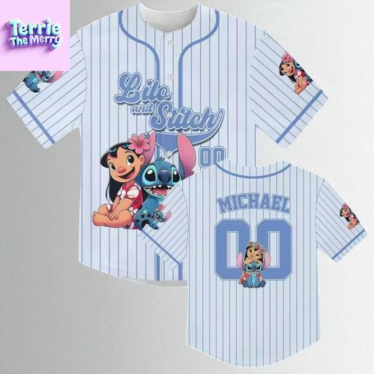 Discover Cute Cartoon Baseball Jersey Shirt, Striped Couple Costume Top, Custom Name Number Jersey