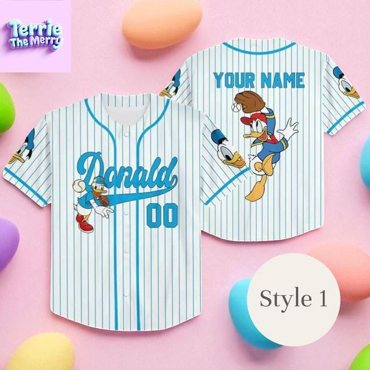 Discover Striped Baseball Jersey Shirt, Cartoon Style Sport Top, Custom Name Number Jersey