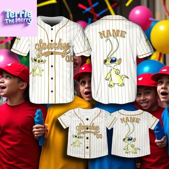 Discover Cartoon Alien Baseball Jersey  Custom Name Jersey Shirt for Kids, Family Matching & Theme Park Outfits