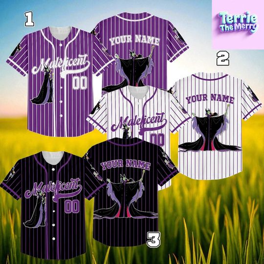 Discover Purple Villain Baseball Jersey Shirt, Spooky Witch Costume Top, Custom Name Number Jersey for Kids Youth Adults