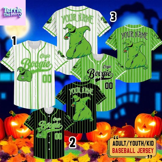 Discover Green Monster Baseball Jersey Shirt, Spooky Halloween Costume Top, Custom Name Number Jersey