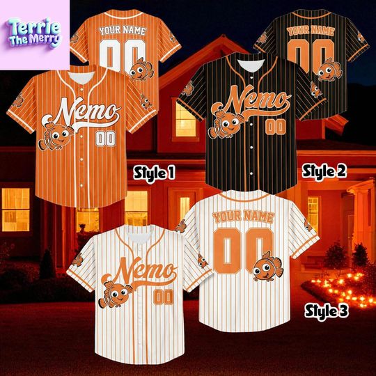 Discover Clownfish Cartoon Baseball Jersey Shirt, Ocean Theme Striped Costume Top, Custom Name Number Jersey