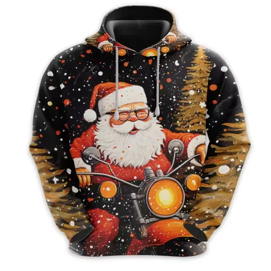 Discover Santa Riding Motorcycle 3D Hoodie – Cool Christmas Gift