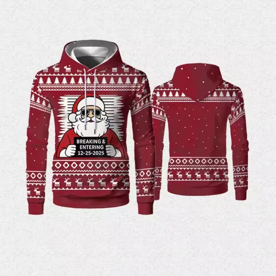 Discover Funny Santa Mugshot 3D Hoodie – Christmas Party Outfit