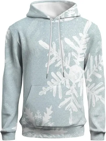 Snowflake Hoodie- 3D Winter Pullover Xmas Holiday Hoodie Warm Casual Streetwear