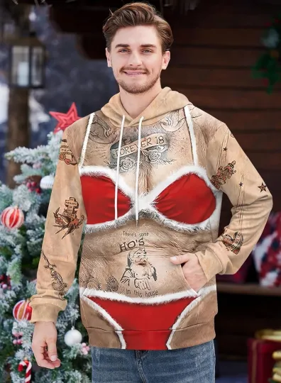 Discover Funny Christmas 3D Printed Hoodie Old Lady