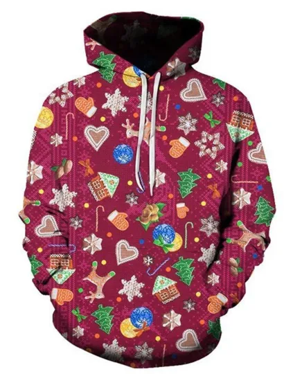 Discover Gingerbread Cookies Christmas Hoodie 3D Print Holiday Pullover Unisex