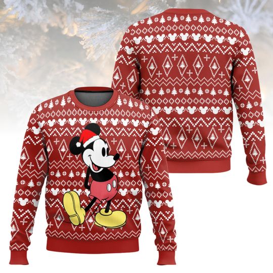 Discover Disney Mickey Mouse Ugly Christmas Sweater, Knit Sweater, Xmas Holiday Gift For Men Women, Disneyland Trip Sweater