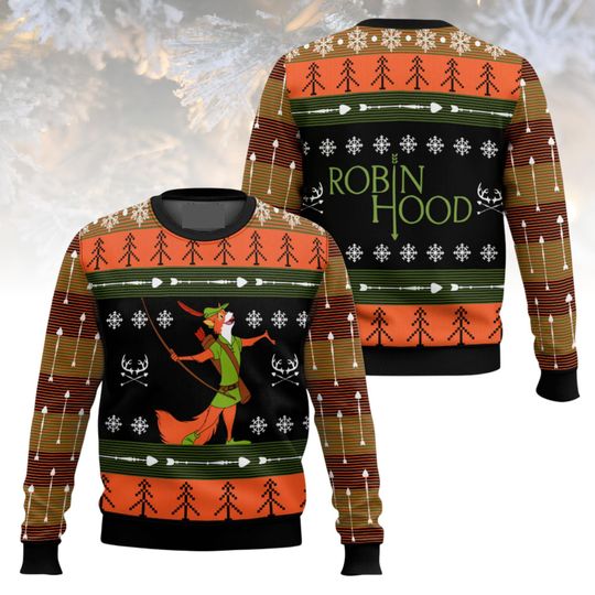 Discover Robin Hood Ugly Christmas Sweater, Knitted Sweater, Disney Xmas Gift For Men Women, Holiday Gift, Disney Character Sweater