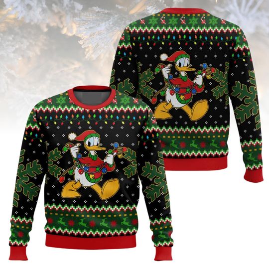 Discover Disney Donald Duck Christmas Ugly Sweater, Cartoon Knitted Sweater, Xmas Holiday Gift For Men Women, Disney Character Sweater