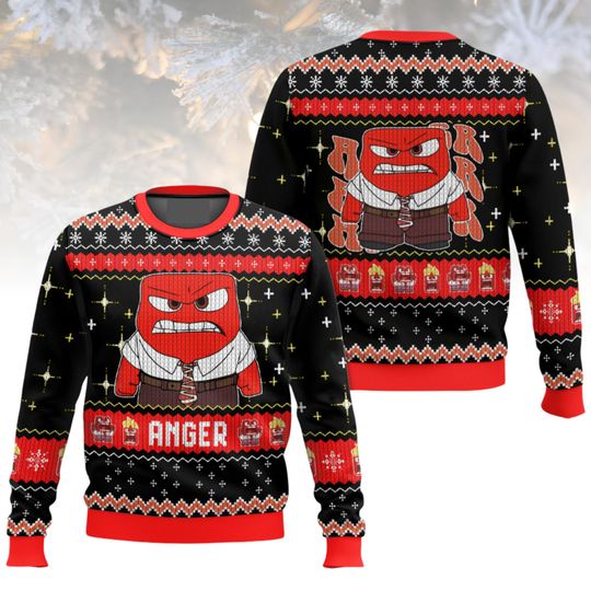 Discover Inside Out Ugly Christmas Sweater Anger Sweater Disney Holiday Gift for Men Women Kids, Disney Character Sweater