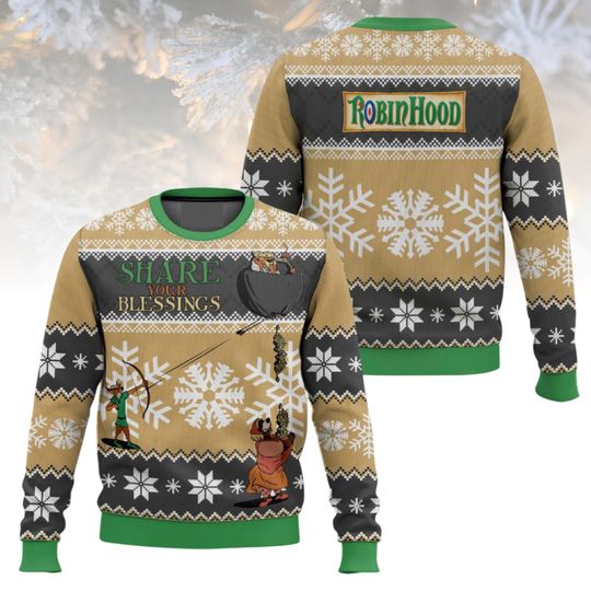 Discover Robin Hood Ugly Christmas Sweater Share Your Blessings Sweater Holiday Xmas Gift, Disney Character Sweater