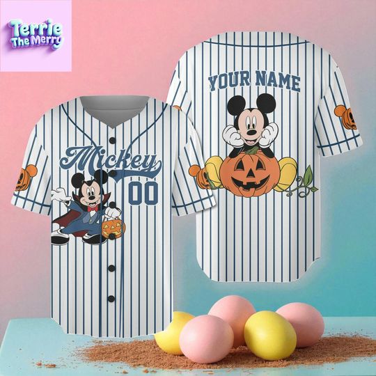 Discover Custom Halloween Baseball Jersey  Personalized Name & Number Spooky Pumpkin Shirt