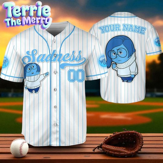 Discover Inside Out 2 Sadness Custom Baseball Jersey, Disney Baseball Jersey, Athletic Inside Out Shirt