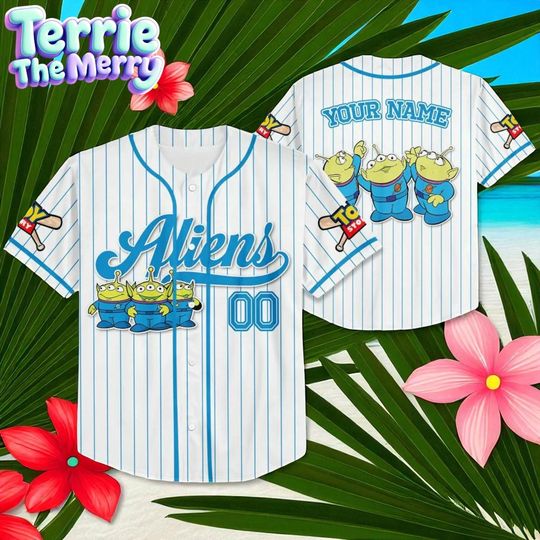 Discover Custom Disney Toy Story Aliens Baseball Jersey, Kids Youth Adult Disney Team Outfit, Personalized Name Pixar Toy Story Gift for Fan