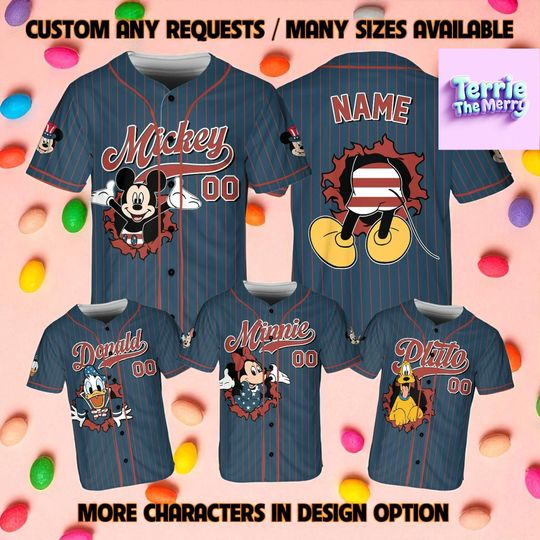Discover Custom Cartoon Character Baseball Jersey  Personalized Name & Number Family Matching Shirt