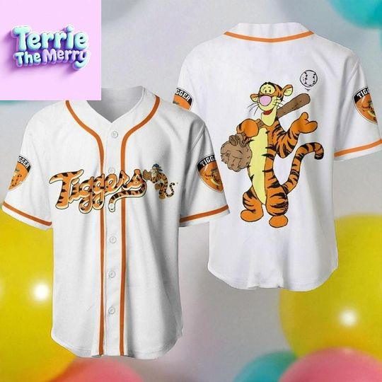 Discover Personalized Tigger Jersey, Custom Disney Winnie the Pooh Baseball Shirt, Cartoon Team Outfit, Gift for Disney Fans
