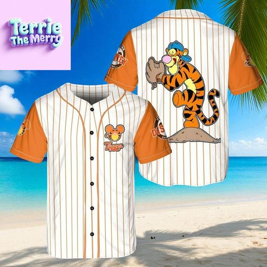 Discover Tigger Winnie the Pooh Jersey, Custom Baseball Shirt, Personalized Cartoon Team Outfit, Birthday Gift for Disney Fans