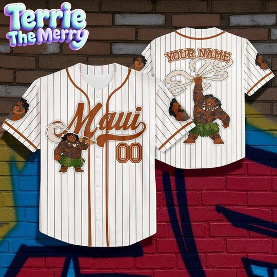 Discover Disney Moana Maui Demi God Custom Stripe Jersey, Personalized Kid Youth Adult Jersey, Disney Baseball Fans Outfit