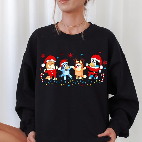 Discover Blue Dog and Family Christmas Sweatshirt and Shirt, Cute Holiday Blue Dog Shirt, Retro Xmas Blue Dog Matching Family Christmas Sweatshirt