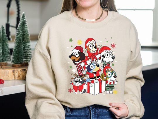 Christmas Family Sweatshirt, Blue Dog Family Tee, Christmas Cartoon Shirt, Merry Christmas T-shirt, Disneyland Family Christmas Trip T-shirt