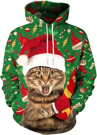 Discover Men’s 3D Llama Christmas Hoodie – Funny Holiday Pullover Hoodie Sweater Style