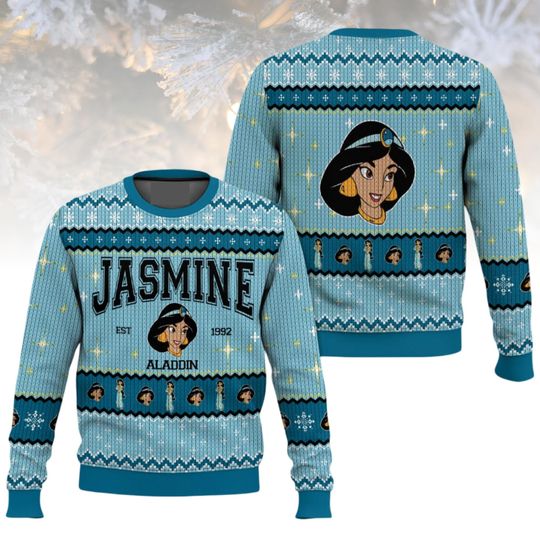 Discover Jasmine Aladdin Ugly Christmas Sweater Disney Gift for Men Women Holiday, Disney Character Sweater