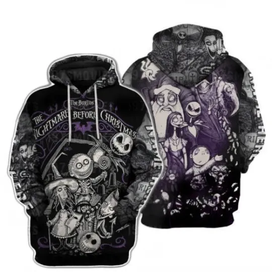 Discover Personalized Tim Burton The Nightmare Before Christmas 3D HOODIE Christmas Gift