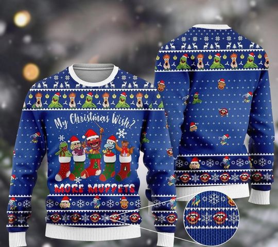 Discover The Muppets Ugly Christmas Sweater, My Christmas Wish More Muppets Sweater, Disney Xmas Sweater Women Men Kid, Holiday Gift for Friends