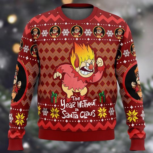 Discover The Year Without Santa Claus Heat Miser Ugly Christmas Sweater, Miser Brothers Heating Sweater, Winter Holiday Sweater, Xmas Crewneck