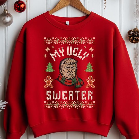 Discover Funny Anti-Trump Ugly Christmas Sweatshirt: Holiday Party Pullover