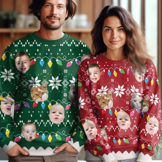 Discover Custom Photo Ugly Christmas Sweater: Funny Family Gift