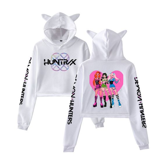 Cat Ear Cropped Hoodie Family Set, Anime K-Pop Demon Hunters, Harajuku Hip Hop Pullover Hoodie