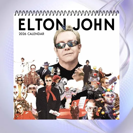 Discover Elton John 2026 Wall Calendar, Colorful Music Legend Art, Pop Rock Gift