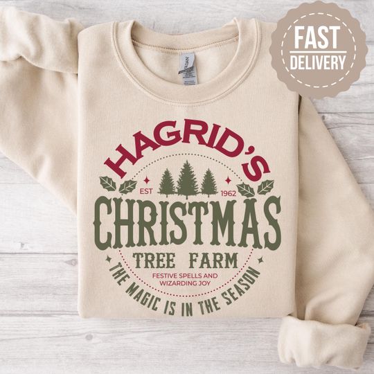 Discover Hagrid's Christmas Tree Farm Crewneck Sweatshirt Cozy Christmas Sweater Holiday Season Sweatshirt Family Christmas Gift Sweatshirt for Women