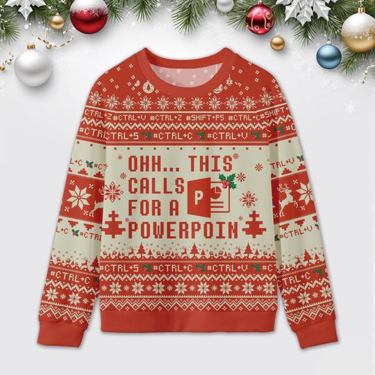 2025 Ohh This Calls for a Powerpoint Ugly Christmas Sweater,Funny Matching Couples Ugly Christmas Sweaters,Xmas Gift, Excel Gifts