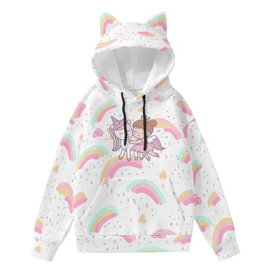 Discover Kawaii Unicorn Pullover  Cat Ear Hoodie for Adult Women