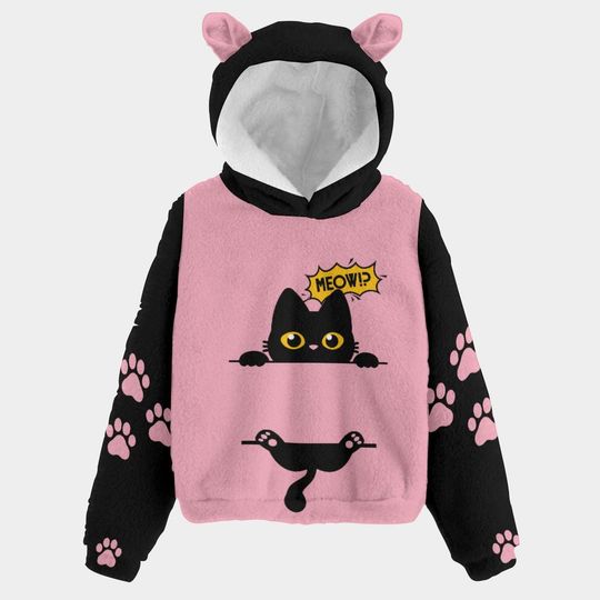 For Kids Cat Hoodie nspired,Cat Print Hoodie,Special Design Cat Hoodie,Unisex Hoodie With Ears,Valentines Day Gift,Birthday Gifts