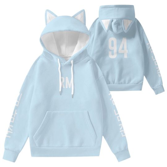 Discover RM Pastel Blue Hoodie Cat Ears Hoodie Koala Bear Army Gift Idea Kpop Merch Namu 94 All Over Print Hooded  With Decorative Ears
