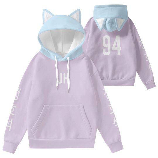 Discover JH Pastel Purple Blue Hoodie Cat Ears Hoodie Horse Hope Army Gift Idea Kpop Merch 94All Over Print Hooded With Decorative Ears