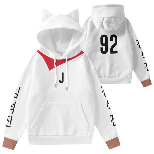 Discover J White Alpaca Hoodie Cat Ears Hoodie Army Gift Idea Kpop Merch 93 All Over Print Hooded With Decorative Cat Ears